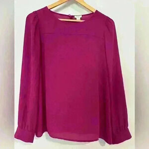 J. Crew‎ flowy magenta long sleeve blouse small